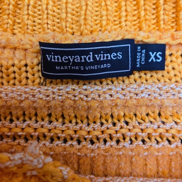 Vineyard Vines Striped Knit‎ Sweater Orange White Crew Neck Pullover Women Sz XS - Picture 2 of 8